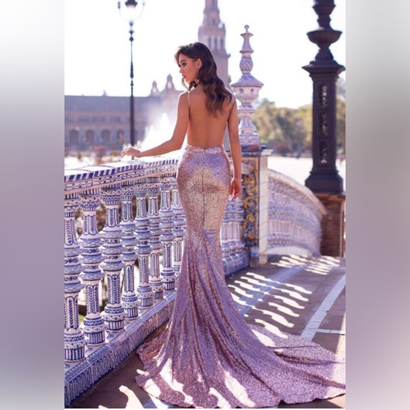 Alamour The Label Yassmine Luxe Rose Gold Sequin Dress, Medium - Picture 2 of 8